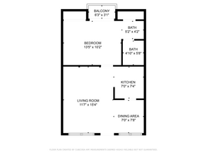 A2 - 1 Bedroom 1 Bathroom 215 floor plan